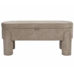 Banquette Orly Woody Coffre de Rangement en Bois et Tissu Gris Banc d'Appoint avec Rangement Intégré 45x47x113cm