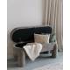Banquette Orly Woody Coffre de Rangement en Bois et Tissu Gris Banc d'Appoint avec Rangement Intégré 45x47x113cm
