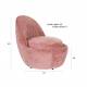 Fauteuil Nash Woody Assise Acier Noir et Tissu Velours Rose Siège Contemporain 61x61x70cm