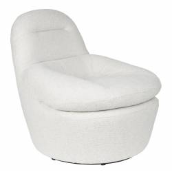 Fauteuil Velvoro Pivotant Woody Siège de Salon en Tissu Blanc Cassé 80x82x84cm