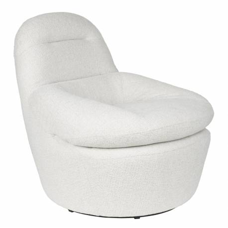 Fauteuil Velvoro Pivotant Woody Siège de Salon en Tissu Blanc Cassé 80x82x84cm