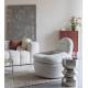 Fauteuil Velvoro Pivotant Woody Siège de Salon en Tissu Blanc Cassé 80x82x84cm