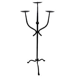 Candelabre 3 Feux en Fonte Noire Porte Bougie Chandelier à Poser Bougeoir sur Pied 30x30x88cm