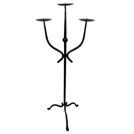 Candelabre 3 Feux en Fonte Noire Porte Bougie Chandelier à Poser Bougeoir sur Pied 30x30x88cm
