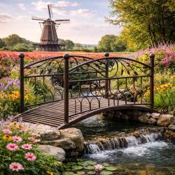 Superbe Pont Fonctionnel et Décoratif Passerelle de Jardin Ruisseau Court d'Eau en Acier Marron 85x92x185cm