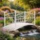 Passerelle de Jardin en Acier Patiné Blanc Fonctionnelle Pont extérieur de Jardin pour Ruisseau85x92x185cm