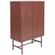 Cabinet Davis Woody Vaisselier Acier Rouge Meuble de Rangement 1 Etagère Bahut Motifs Géométriques 35x70x105cm