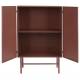 Cabinet Davis Woody Vaisselier Acier Rouge Meuble de Rangement 1 Etagère Bahut Motifs Géométriques 35x70x105cm