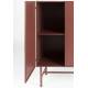 Cabinet Davis Woody Vaisselier Acier Rouge Meuble de Rangement 1 Etagère Bahut Motifs Géométriques 35x70x105cm