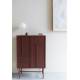 Cabinet Davis Woody Vaisselier Acier Rouge Meuble de Rangement 1 Etagère Bahut Motifs Géométriques 35x70x105cm