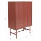 Cabinet Davis Woody Vaisselier Acier Rouge Meuble de Rangement 1 Etagère Bahut Motifs Géométriques 35x70x105cm