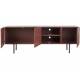 Meuble TV Davis Woody Enfilade 3 Portes 1 Niche Acier Rouge Meuble de Rangement Seventies 36x58x160cm
