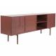 Meuble TV Davis Woody Enfilade 3 Portes 1 Niche Acier Rouge Meuble de Rangement Seventies 36x58x160cm