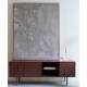 Meuble TV Davis Woody Enfilade 3 Portes 1 Niche Acier Rouge Meuble de Rangement Seventies 36x58x160cm