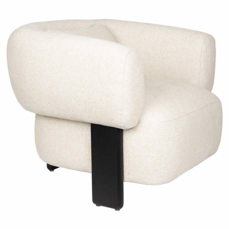 Fauteuil Neil Zuiver Siège de Salon en Bois et Tissu Assise Lounge Beige 69x86x91cm