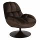 Fauteuil Beefy Marron Woody Siège de Salon Pivotant en Tissu Velours et Acier 76,5x84,5x84,5cm