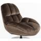 Fauteuil Beefy Marron Woody Siège de Salon Pivotant en Tissu Velours et Acier 76,5x84,5x84,5cm