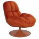 Fauteuil Beefy Orange Woody Siège de Salon Pivotant en Tissu Velours et Acier 76,5x84,5x84,5cm