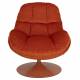 Fauteuil Beefy Orange Woody Siège de Salon Pivotant en Tissu Velours et Acier 76,5x84,5x84,5cm