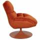 Fauteuil Beefy Orange Woody Siège de Salon Pivotant en Tissu Velours et Acier 76,5x84,5x84,5cm