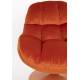 Fauteuil Beefy Orange Woody Siège de Salon Pivotant en Tissu Velours et Acier 76,5x84,5x84,5cm
