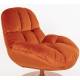 Fauteuil Beefy Orange Woody Siège de Salon Pivotant en Tissu Velours et Acier 76,5x84,5x84,5cm