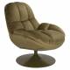 Fauteuil Beefy Vert Woody Siège de Salon Pivotant en Tissu Velours et Acier 76,5x84,5x84,5cm
