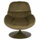Fauteuil Beefy Vert Woody Siège de Salon Pivotant en Tissu Velours et Acier 76,5x84,5x84,5cm