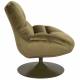 Fauteuil Beefy Vert Woody Siège de Salon Pivotant en Tissu Velours et Acier 76,5x84,5x84,5cm