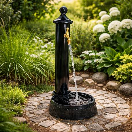 Fontaine à Poser Source Fonte d’Aluminium Vert Anglais avec Robinet Fonctionnel en Laiton 24,9x30,6x61,9cm