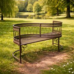 Banc de Jardin Conversation Confident Causeuse Banquette en S en Métal Marron 40x74x108cm