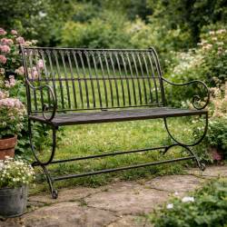 Banc de Jardin Anton Banquette en Fer Marron 2 Places Personnes Fauteuil de Jardin Mobilier de Qualité 55x84x103cm