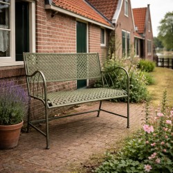 Banc de Jardin Auguste Banquette 2 Personnes Fauteuil Double d'Extérieur en Métal Marron-Vert 57x93x105cm