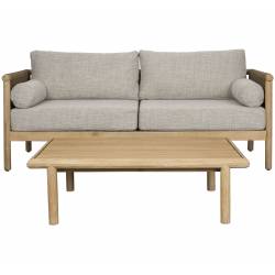 Salon de Jardin Oasis Dutchbone Ensemble 2 Pièces en Acacia, Corde et Tissu Oléfine Mobilier Extérieur Design