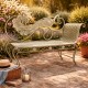 Banc de Jardin Aphrodite Méridienne de Jardin en Acier Vert Antique Mobilier Extérieur 43x111x137cm
