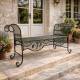 Banquette Honoré Banc de Jardin Fer Forgé Vert Ancien Assise de Charme Sans Dossier 40,5x70,5x134cm
