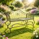 Banc Style Dagobert Banquette Fauteuil Mobilier de Jardin Assise Exterieur 3 Places en Fer Vert Antique 57x93x144cm