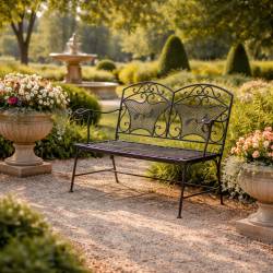 Banc Banquette Fauteuil de Jardin Exterieur 2 Personnes Pliable en Fer 60x95x122cm