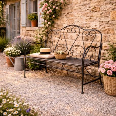 Banc Marcel 2 Places Banquette de Jardin Fauteuil 2 Personnes en Métal Marron 51x92x108cm