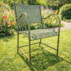 Fauteuil de Jardin Auguste Siège 1 Place d'Extérieur en Métal Vert Antique 56x60x93,5cm