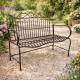 Banc Anatole Métal Patiné Marron Banquette de Jardin 2 Places Assise Extérieure 62x95x114cm
