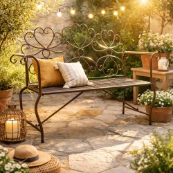 Banc Margharet 2 Places Banquette de Jardin Fauteuil 2 Personnes en Métal Marron 51x99x136