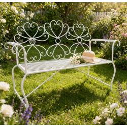 Banc de Jardin Margharet 2 Places Banquette de Jardin Fauteuil 2 Personnes en Métal Blanc 51x99x136cm