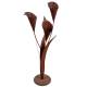 Trio d’Arômes en Acier Oxydé à Poser Décoration Florale Design Effet Rouille Sculpture Extérieure à Poser 30x30x86cm