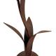 Fleur XXL sur Socle Fleur Décorative en Acier Oxydé Effet Rouille Sculpture Florale Lumineuse à Poser 32x32x124cm