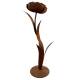 Grande Fleur sur Socle Sculpture Inspiration Rose en Acier Oxydé Décoration Extérieure Géante à Poser 31x31x115cm