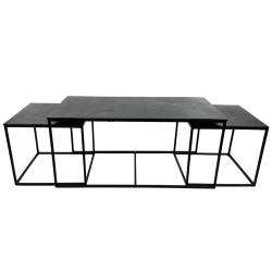Set 3 Tables Basses Gigogne Amadeus Consoles Modulables Forme Rectangulaire Acier Noir Fonte D'Aluminium 46x50x99,5cm