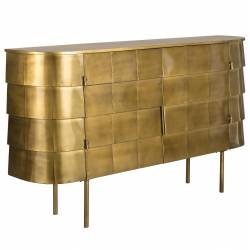 Buffet Hanna Dutchbone Bahut sur Pied en Acier Doré Meuble de Rangement Double Porte 26x70x117cm