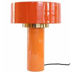 Lampe Igli Orange Athezza Luminaire d'Ambiance de Table de Chevet en Acier Bi-Colore et Doré 30x30x40cm
