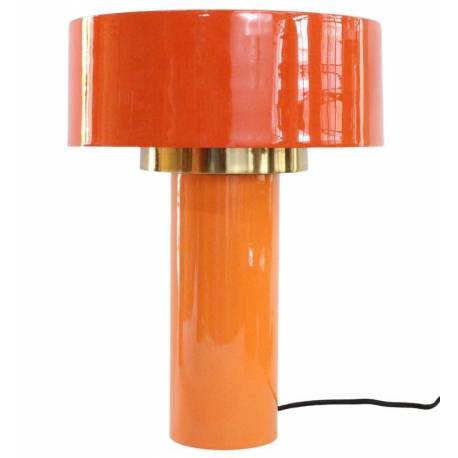 Lampe Igli Orange Athezza Luminaire d'Ambiance de Table de Chevet en Acier Bi-Colore et Doré 30x30x40cm